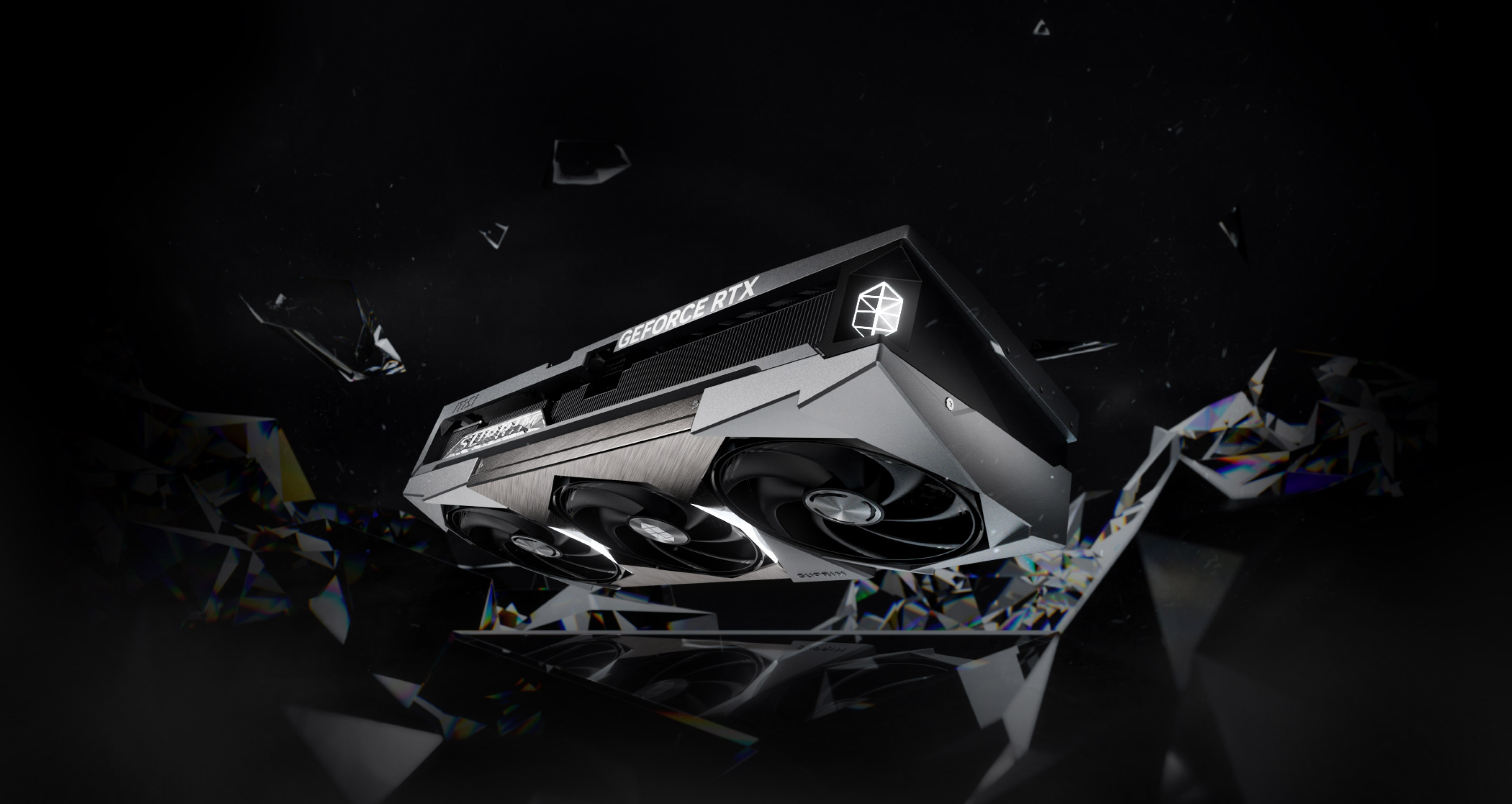 MSI SUPRIM graphics card in a dark sculptural setting